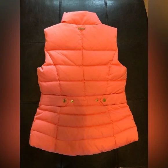 Lilly Pulitzer Lauren Down Puffer Vest Salmon Pink Sz S EUC! - Picture 3 of 12